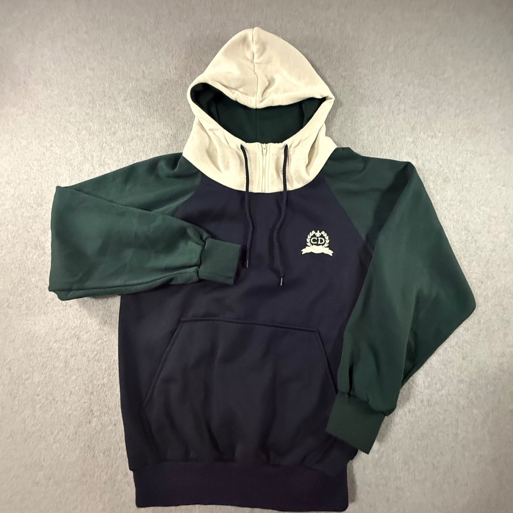 Vintage Christian Dior Monsieur Hoodie Navy Green Colorblock CD Crest Logo M
